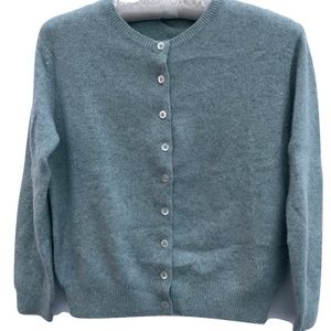 Brora 100% Cashmere Girl's Blue Green Cardigan